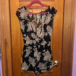 SHEER FLORAL ROMPER